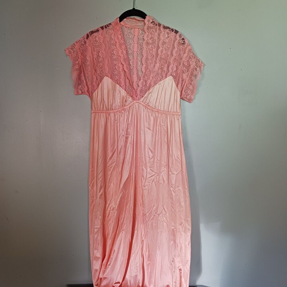 Sears Lace And Satin Nightgown Vintage Satin Lace Slipdress medium